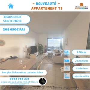 t3 à la vente -   97438  SAINTE MARIE, surface 65 m2 vente t3 - UBI430665416